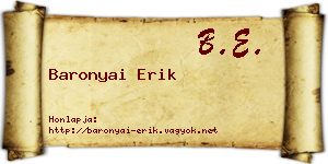 Baronyai Erik névjegykártya